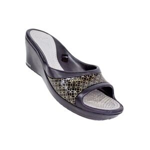 Crocs Sandals | Crocs Sassari Wedge Slide Black / Gold Detail Women's Size 10
